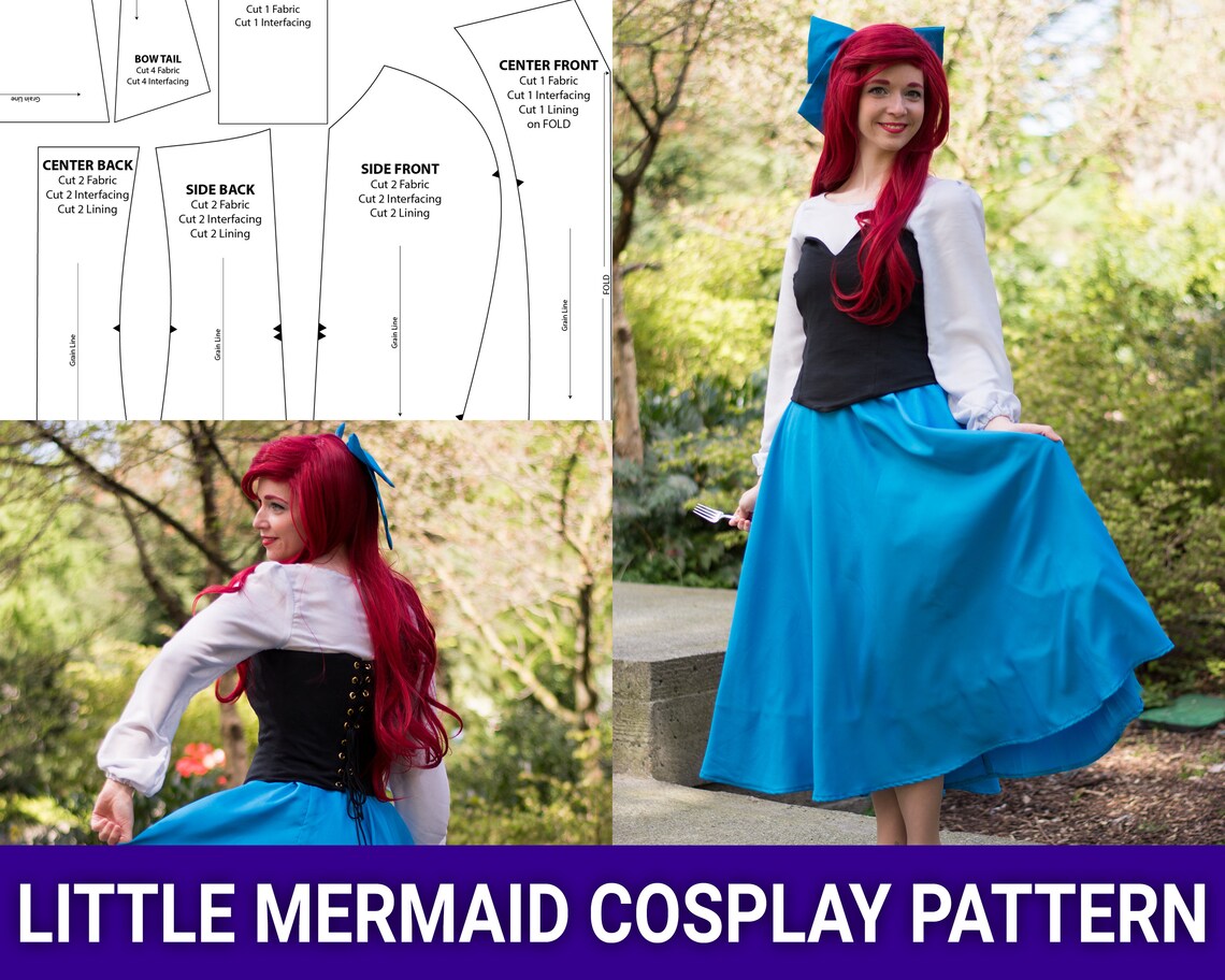 Ariel blue dress cosplay patern